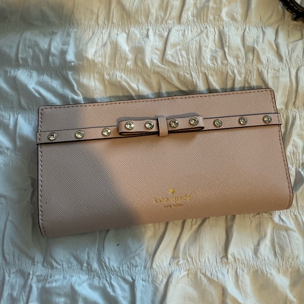 Kate Spade Blush Pink Wallet with Stud Accents